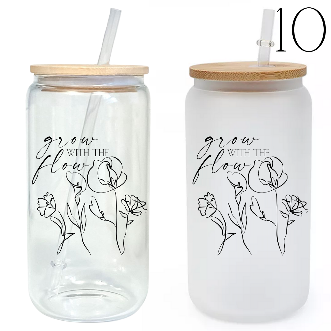 Daily Affirmation Glass Tumbler with Bamboo Lid and Straw