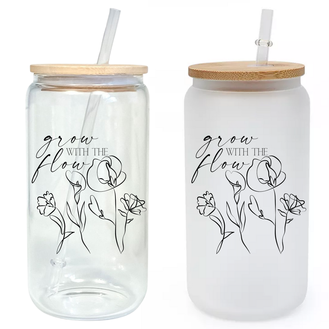 Grow With the Flow Glass Tumbler with Bamboo Lid & Straw