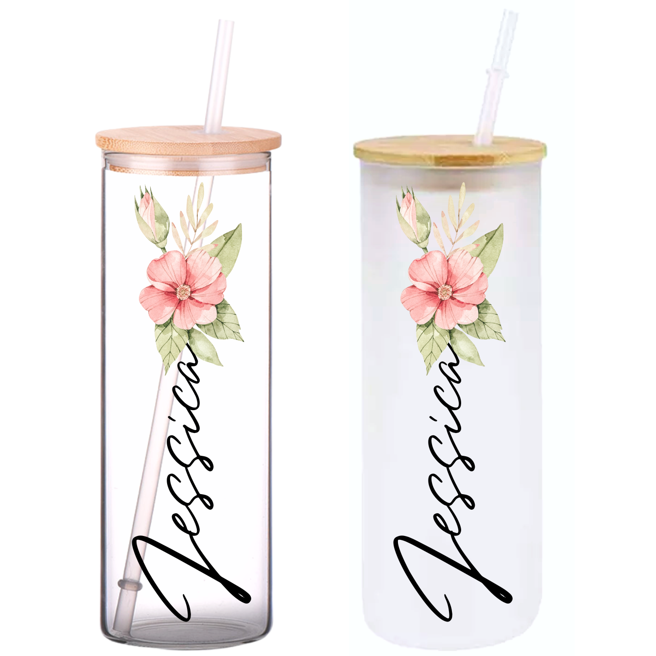 Watercolor Personalized Name on 25oz Frosted Glass Tumbler