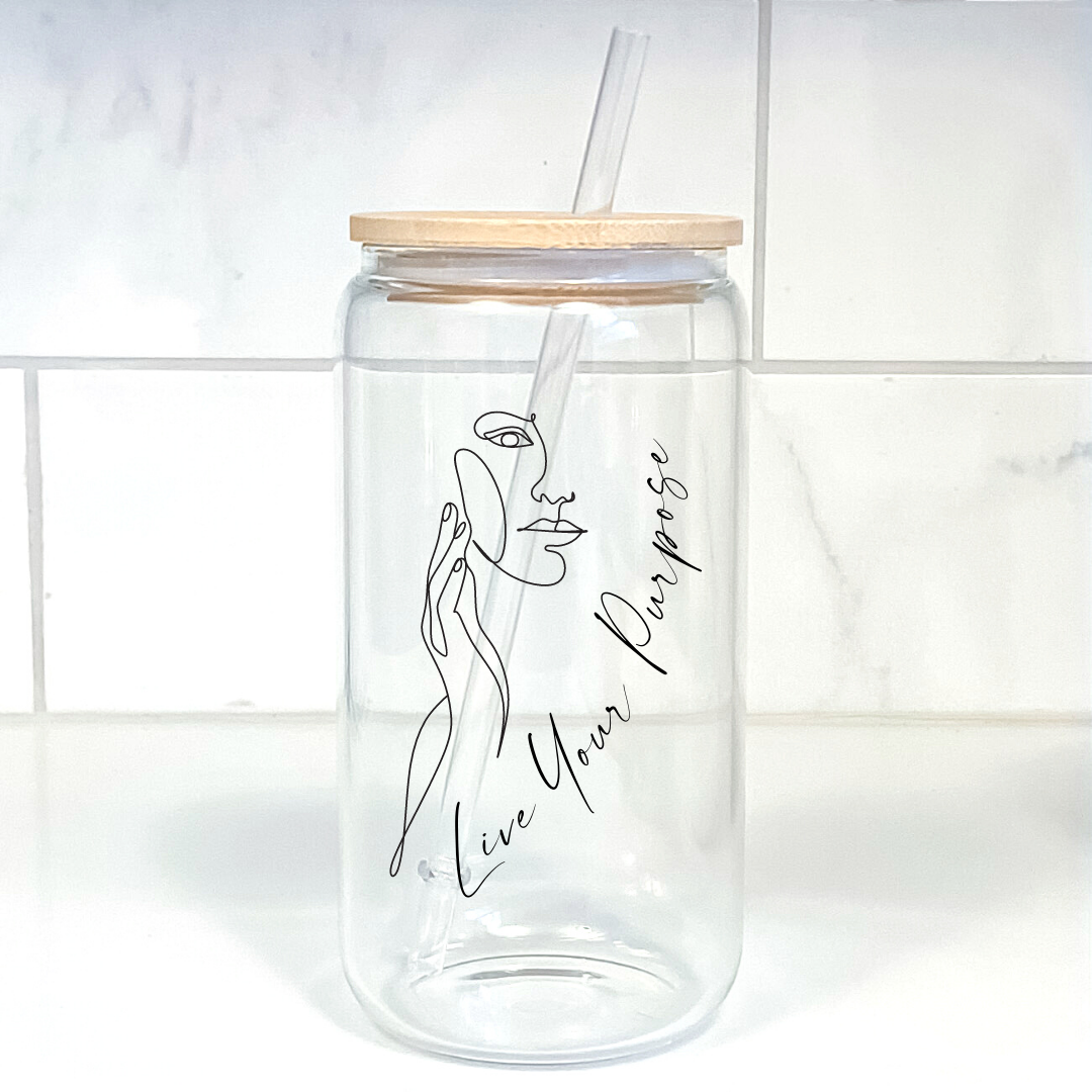 IN STOCK SALE Live Your Purpose Glass Tumbler with Bamboo Lid & Straw –  Modern Lifestyle Gifts