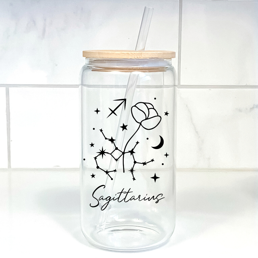 Zodiac Constellation Signs 16oz Glass Tumbler