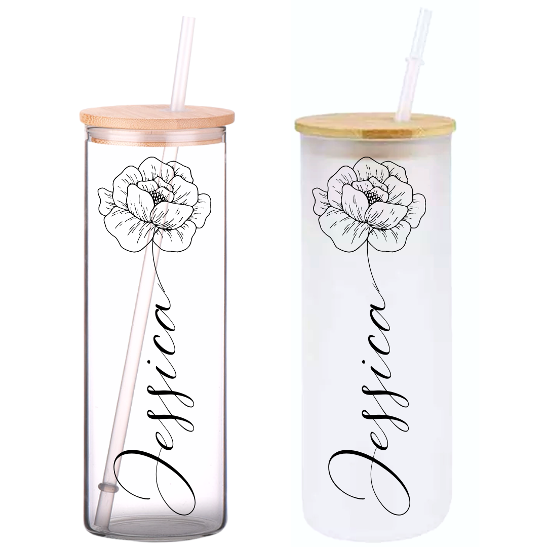 Minimal Floral Personalized Name on 25oz Clear Glass Tumbler – Modern  Lifestyle Gifts