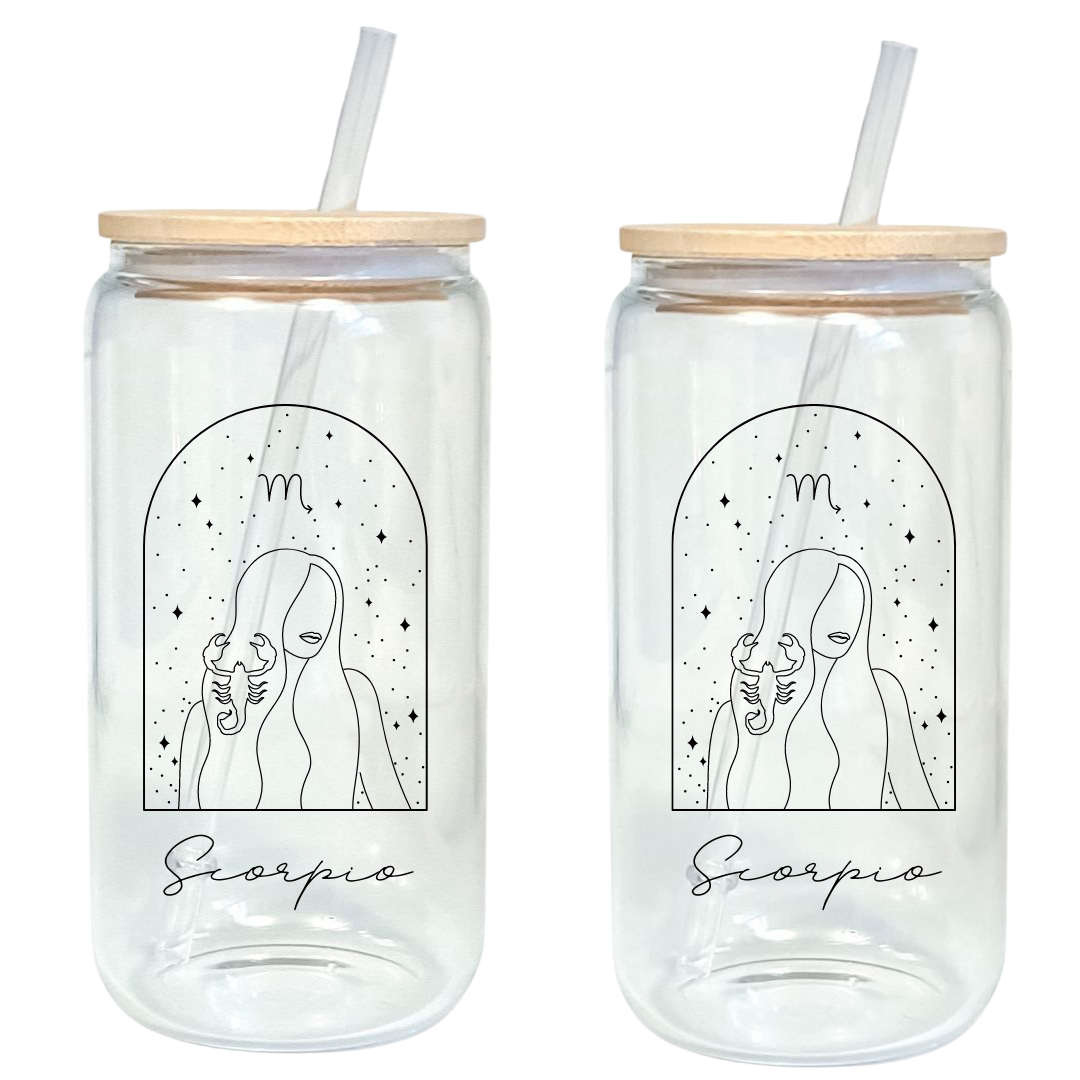 Feminine Zodiac Signs 16oz Glass Tumbler