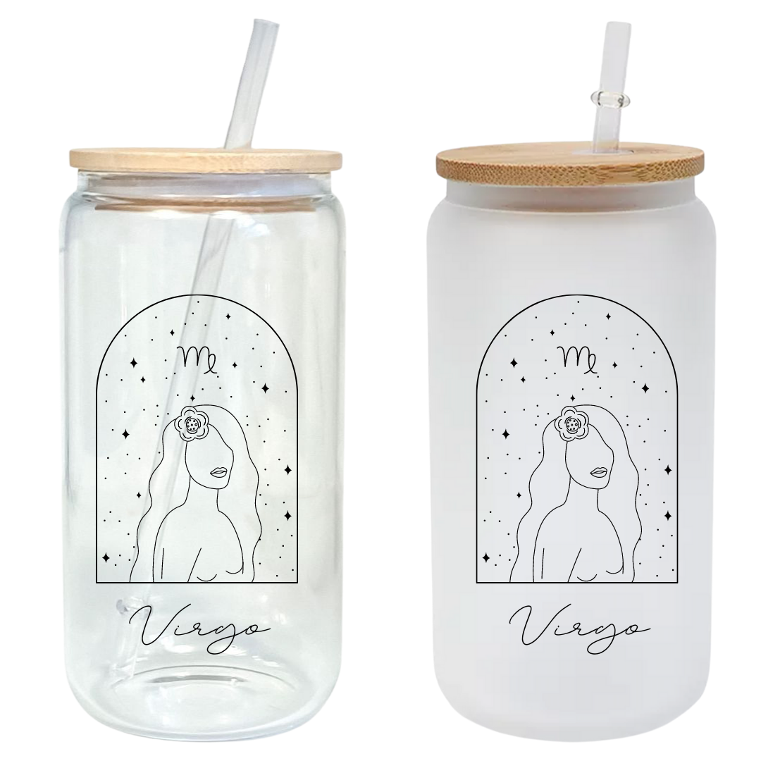 Feminine Zodiac Signs 16oz Glass Tumbler