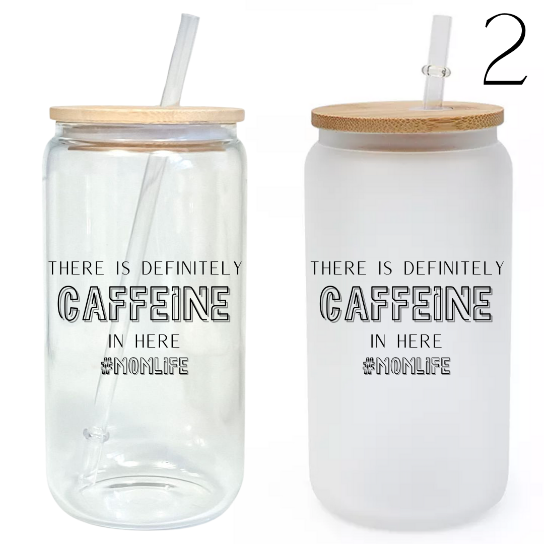 Mama Themed Designs 16oz Glass Tumbler w/ Bamboo Lid & Straw