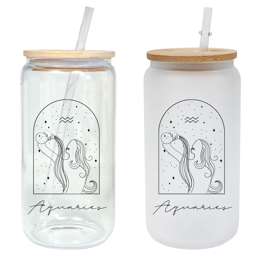 Feminine Zodiac Signs 16oz Glass Tumbler