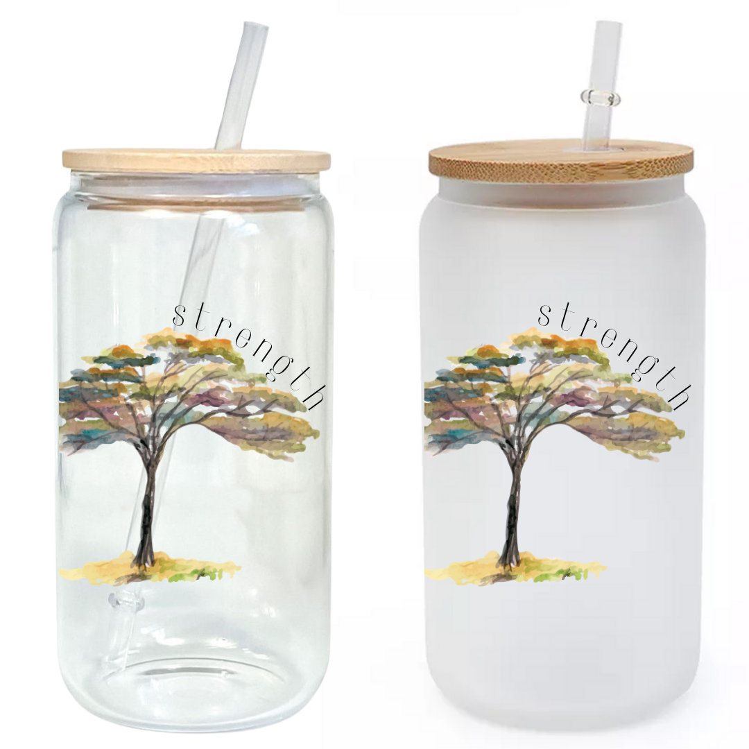 Mason Jar Drinking Glasses With Bamboo Wood Lid And Straw And