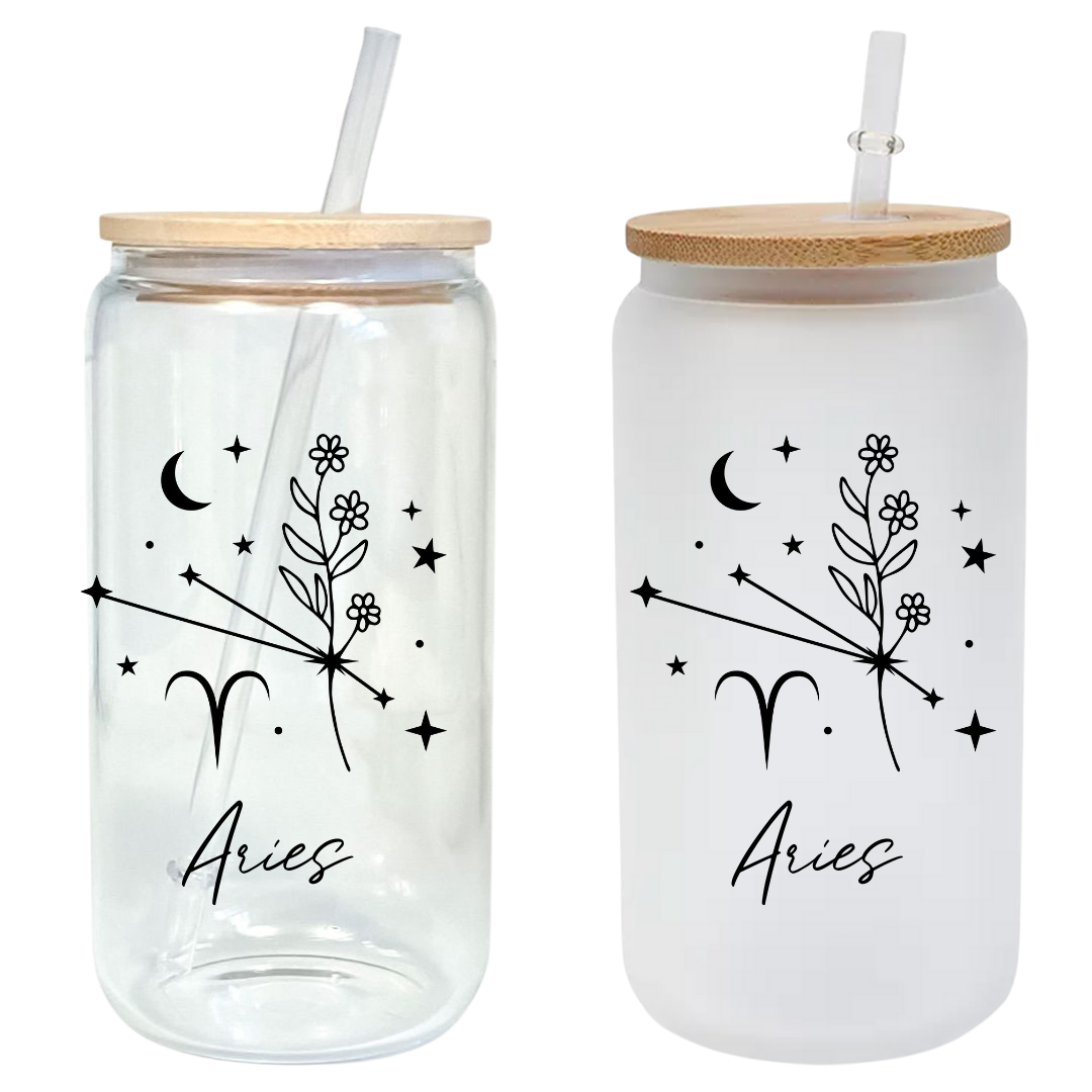 Zodiac Constellation Signs 16oz Glass Tumbler