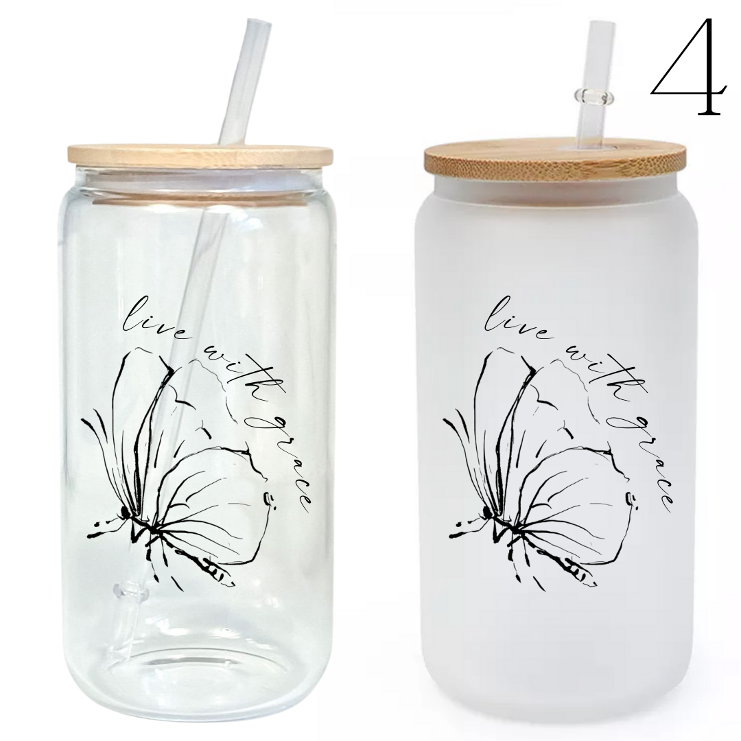 Daily Affirmation Glass Tumbler with Bamboo Lid and Straw