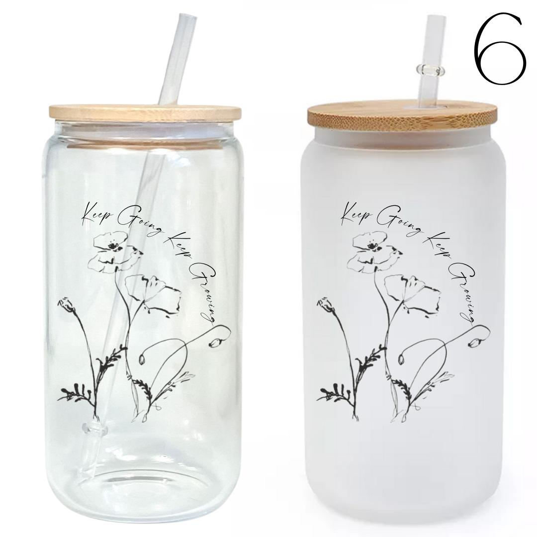 Daily Affirmation Glass Tumbler with Bamboo Lid and Straw