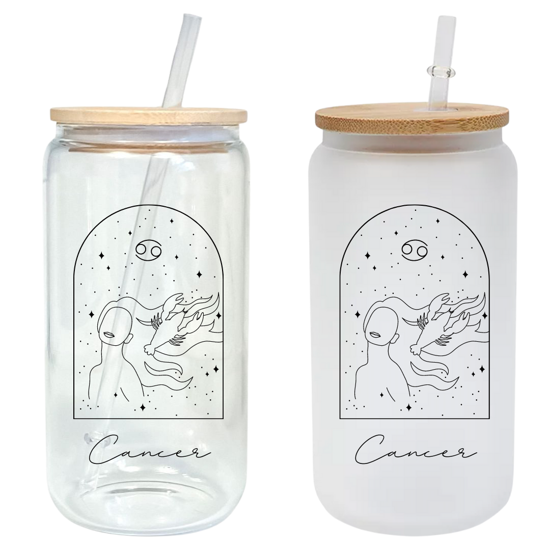 Feminine Zodiac Signs 16oz Glass Tumbler