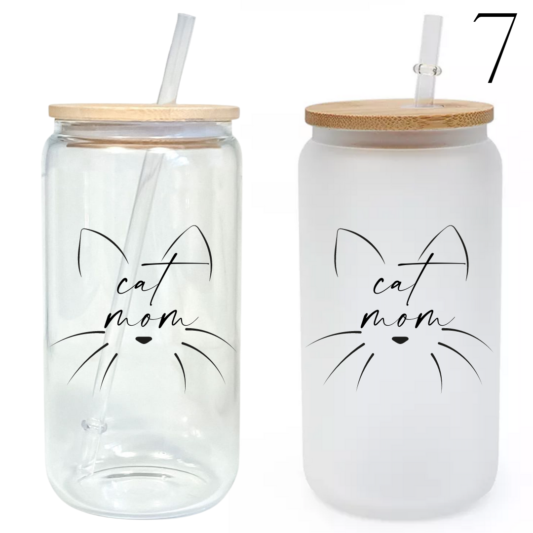 Mama Themed Designs 16oz Glass Tumbler w/ Bamboo Lid & Straw