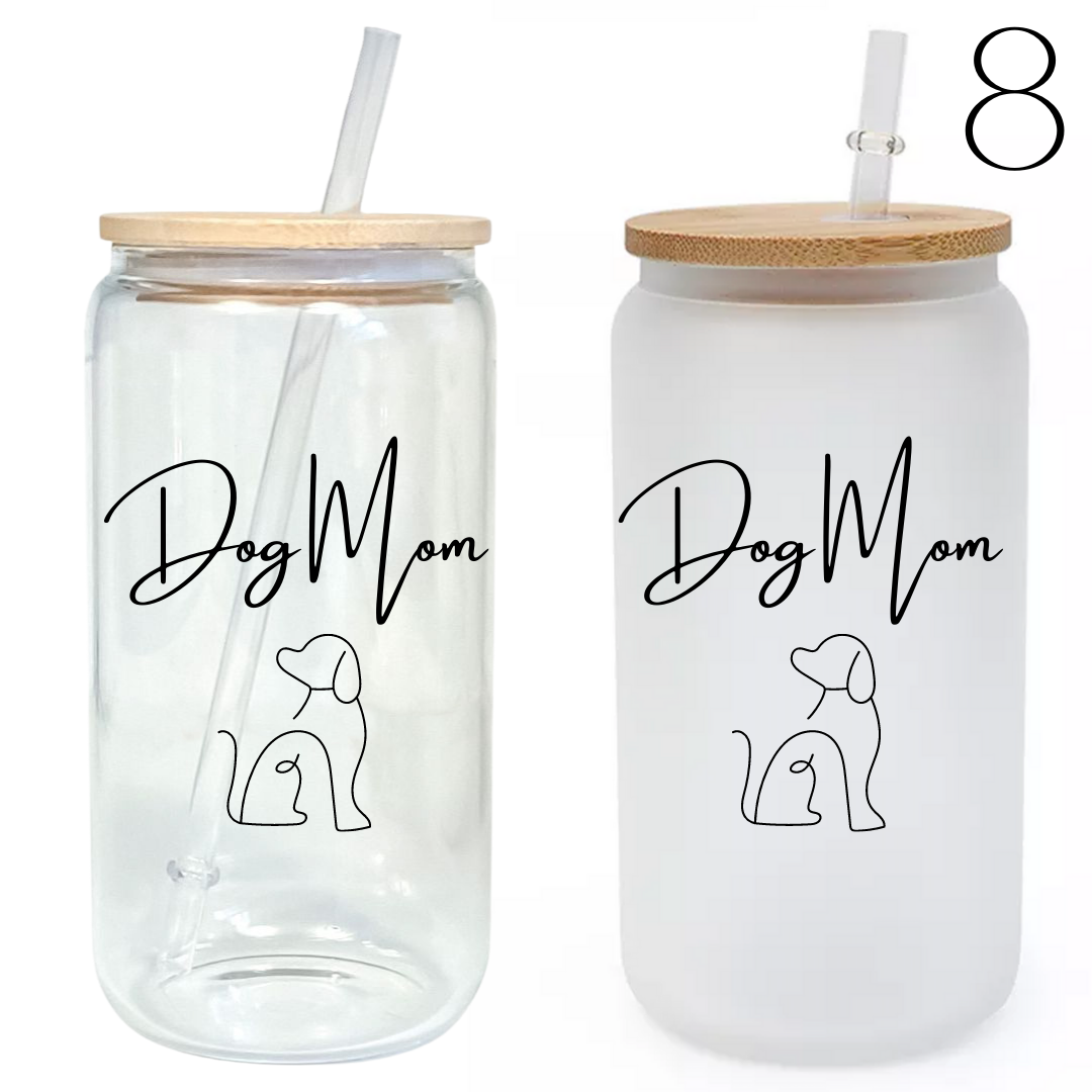 Mama Themed Designs 16oz Glass Tumbler w/ Bamboo Lid & Straw