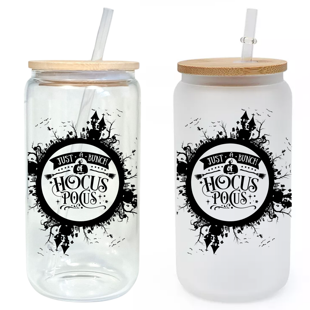 Hocus Pocus Glass Tumblers with Bamboo Lid & Straw