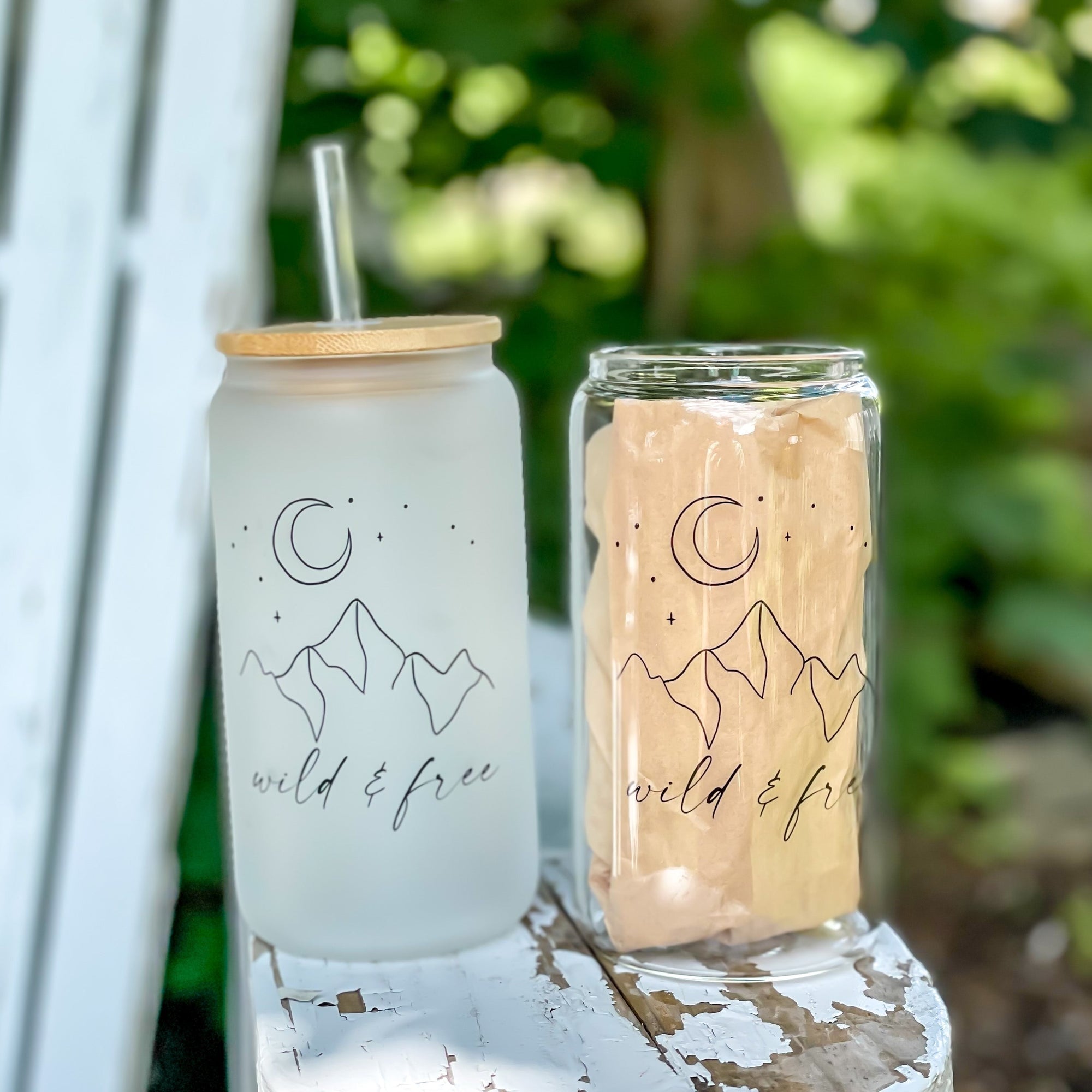 Wild and Free Glass Tumbler with Bamboo Lid & Straw