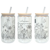 Choose Happiness Glass Tumbler with Bamboo Lid & Straw for Iced Coffee & Beverages