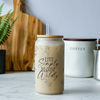 Live Simply Bloom Wildly 16oz Glass Tumbler with Bamboo Lid & Straw for Iced Coffee & Beverages