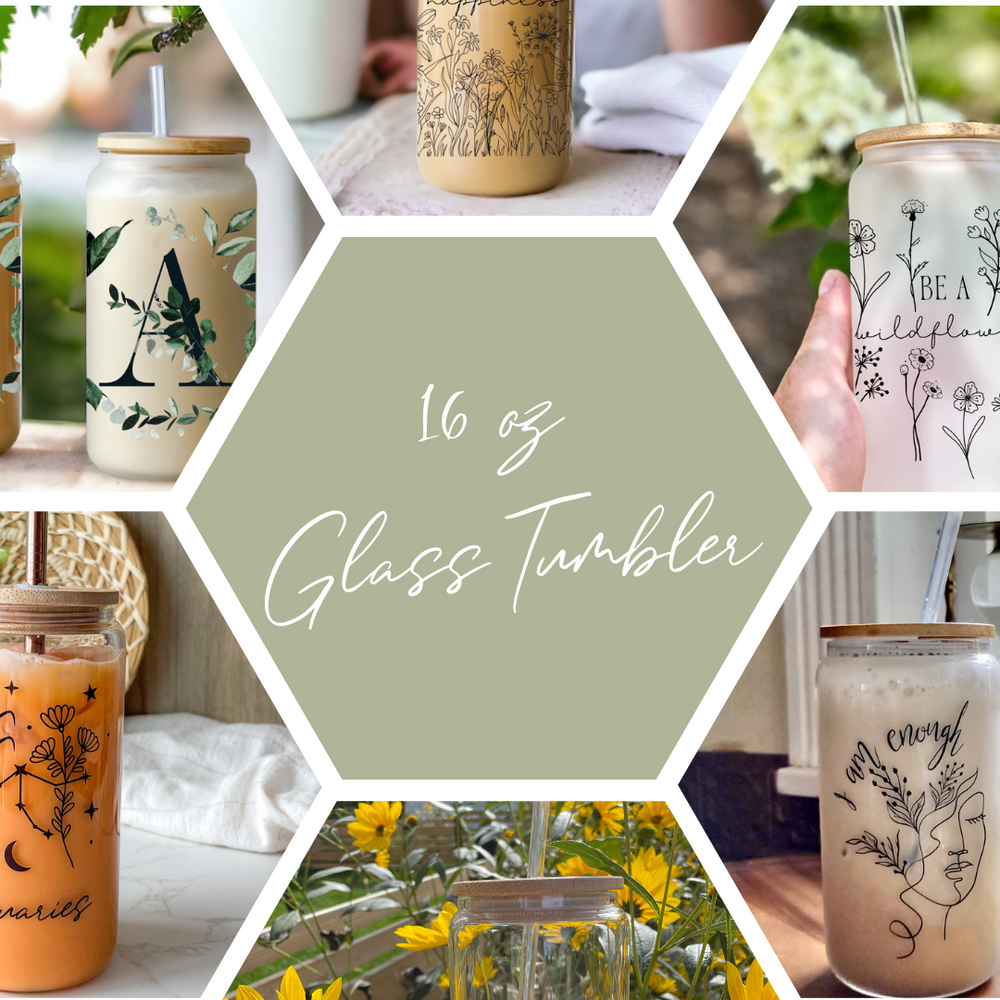 Girl Mom 16oz Glass Tumbler with Bamboo Lid & Straw – Modern Lifestyle Gifts