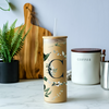 Green Foliage Initials 25oz Glass Tumbler with Bamboo Lid & Straw for Iced Coffee & Beverages