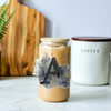 Foggy Trees Initials 16oz Glass Tumbler with Bamboo Lid & Straw for Iced Coffee & Beverages