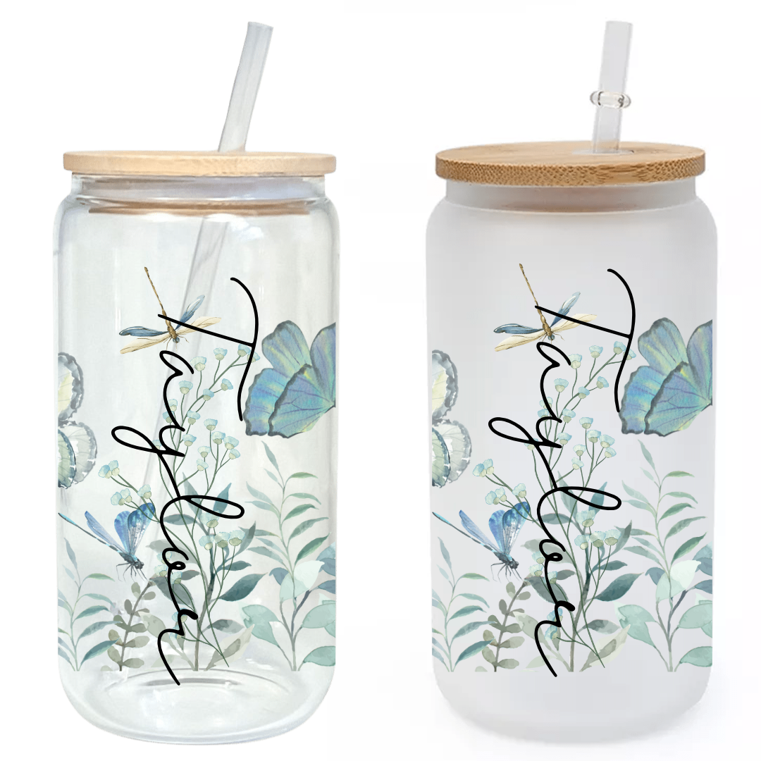 Sky Blue 25oz Glass Tumbler with Bamboo Lid & Straw for Iced Coffee & –  Modern Lifestyle Gifts
