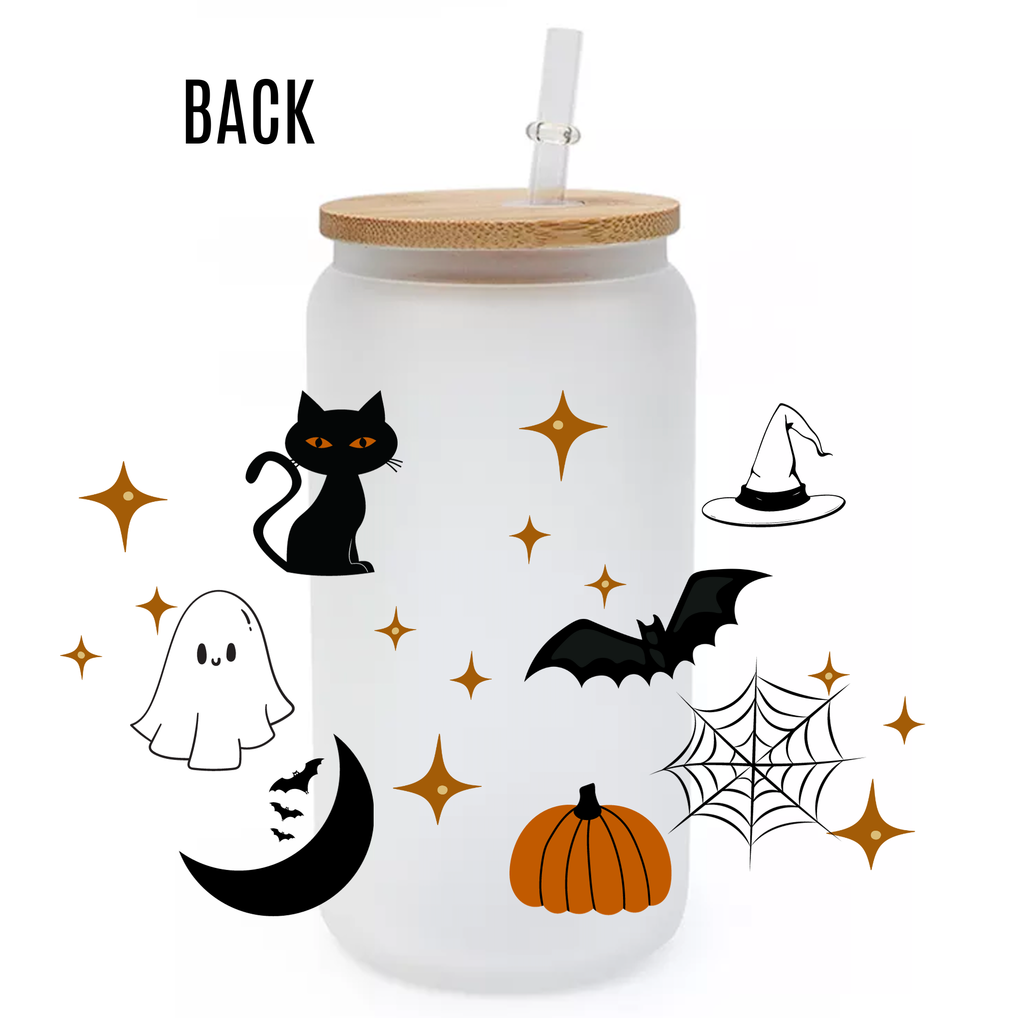 Halloween Special! 16oz Glass Tumbler with Bamboo Lid & Plastic Straw