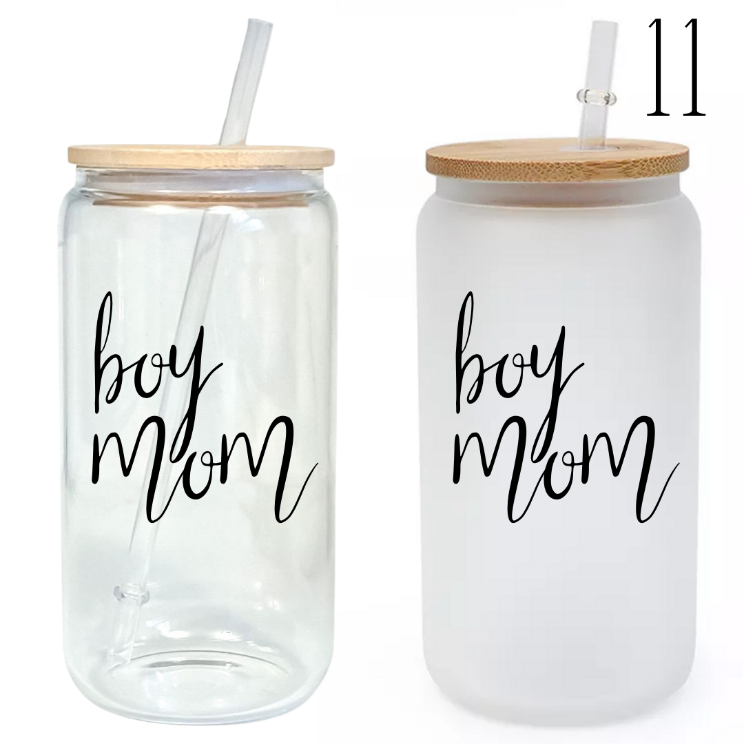 HMD Mountain Scene 16 oz Glass Can Tumbler with Bamboo Lid and Straw.