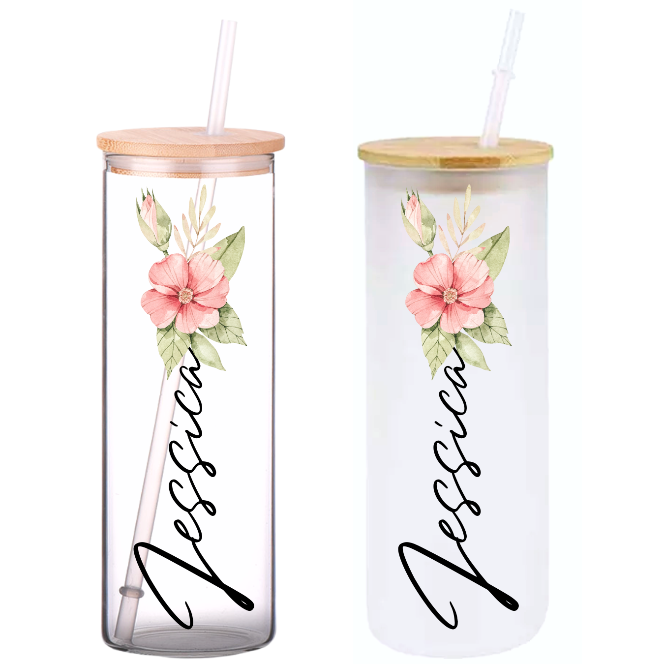 BOHO FLOWER Trendy Acrylic Tumbler 16oz Cold Cup Clear Acrylic Tumbler  Aesthetic Tumbler Tumbler With Lid and Straw 