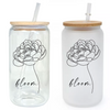 Bloom Glass Tumbler with Bamboo Lid & Straw