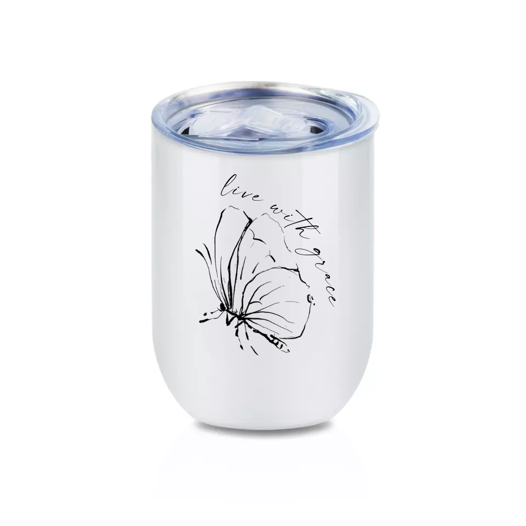 IN STOCK SALE Live With Grace Inspirational Stainless Steel Wine Tumbler