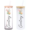 Watercolor Personalized Name on 25oz Clear Glass Tumbler