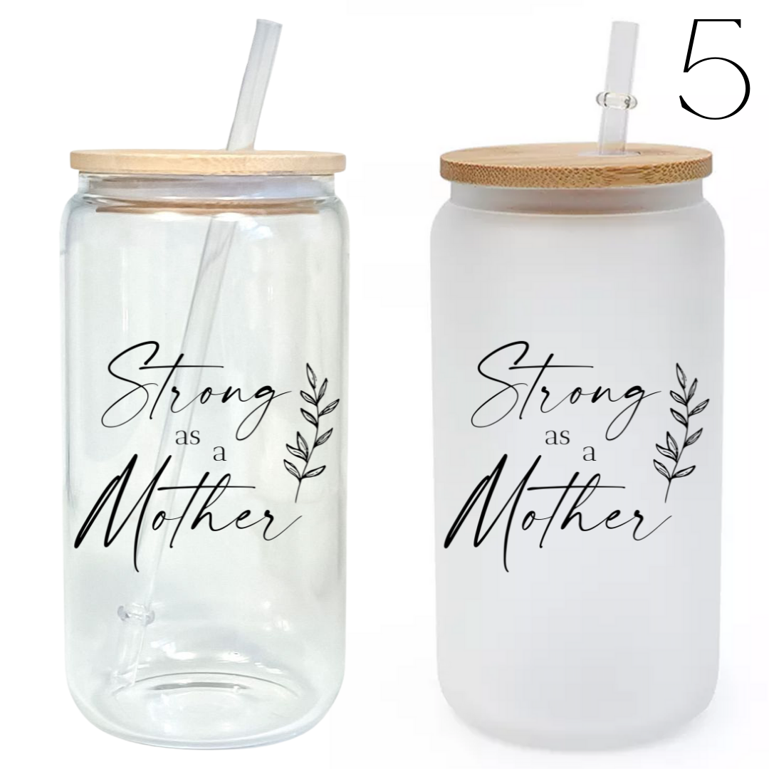 Mama Needs Coffee Glass Beer Can Cup With Bamboo Lid and Metal 