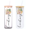 Watercolor Personalized Name on 25oz Clear Glass Tumbler