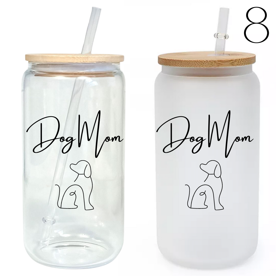 Glass Cups with Quotes - Bamboo Lid & Metal Straw Set