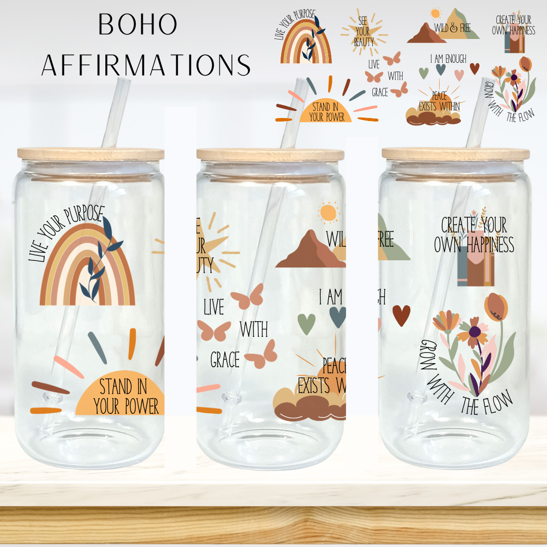 Bible Affirmations 15 or 16oz Glass 15oz Mug With Handle, Bamboo Lid and  Straw or 16oz Glass Can No Handle Cute Glass Cup 