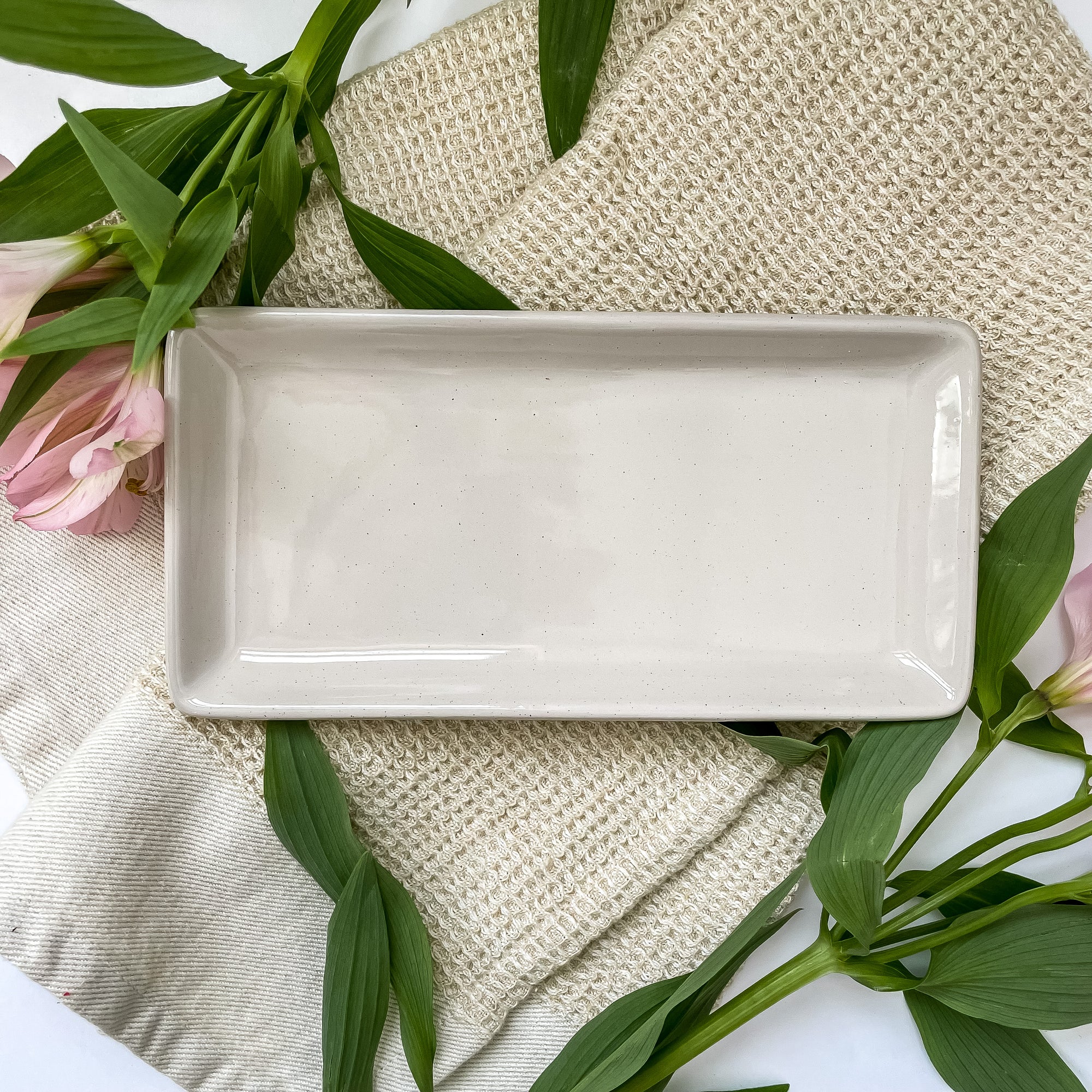 Stoneware Tray - Cream Speckled
