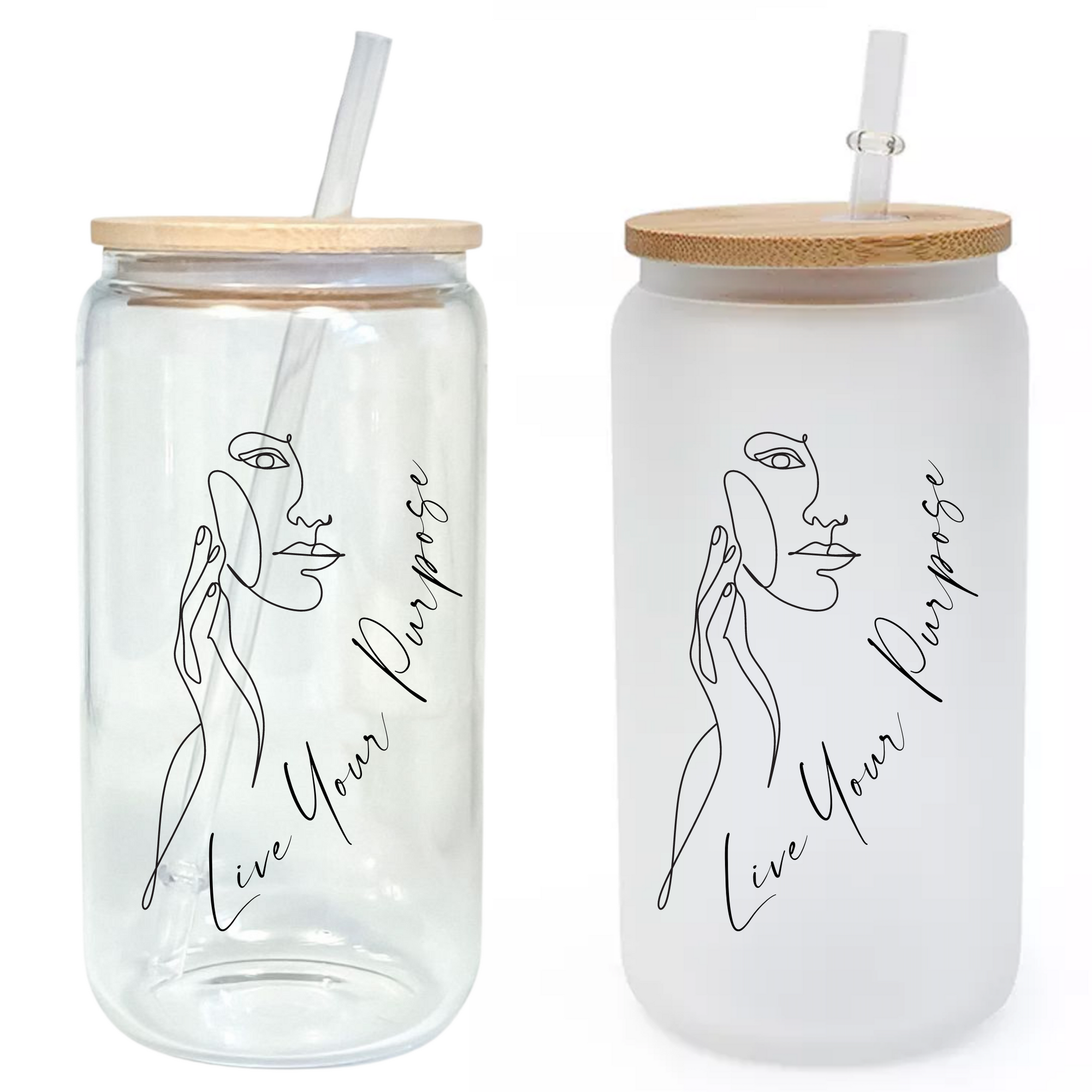 Live Your Purpose Glass Tumbler with Bamboo Lid & Straw