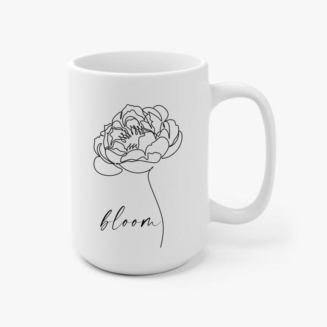Bloom Line Drawing 15oz Ceramic Mug