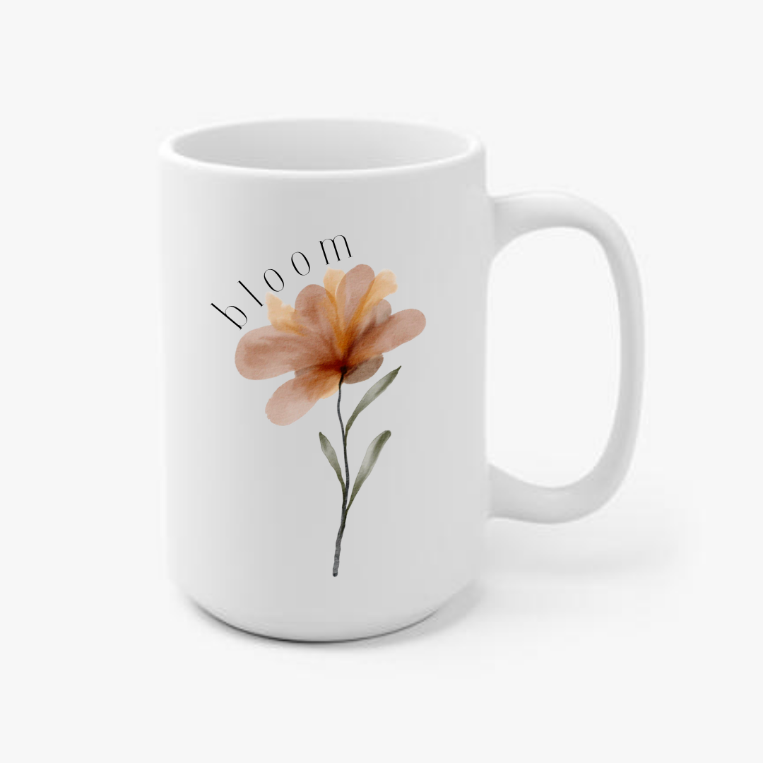 Bloom w/ Watercolor Flower Ceramic Mug