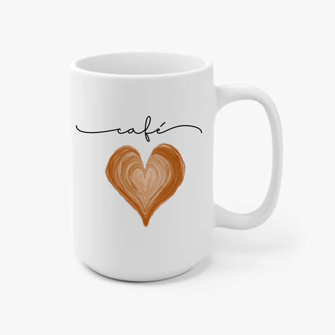 Cafe Heart 15oz Ceramic Mug